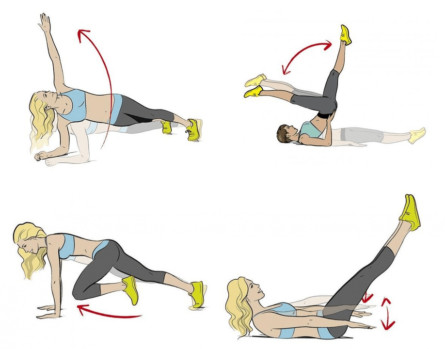 Exercises on the weight loss of the abdomen and sides